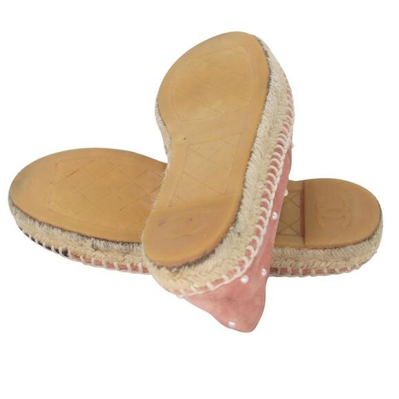 Chanel Espadrille 36 Suede and Faux Leather Pearl CC Flats CC-0523N-0195 - Picture 11 of 13